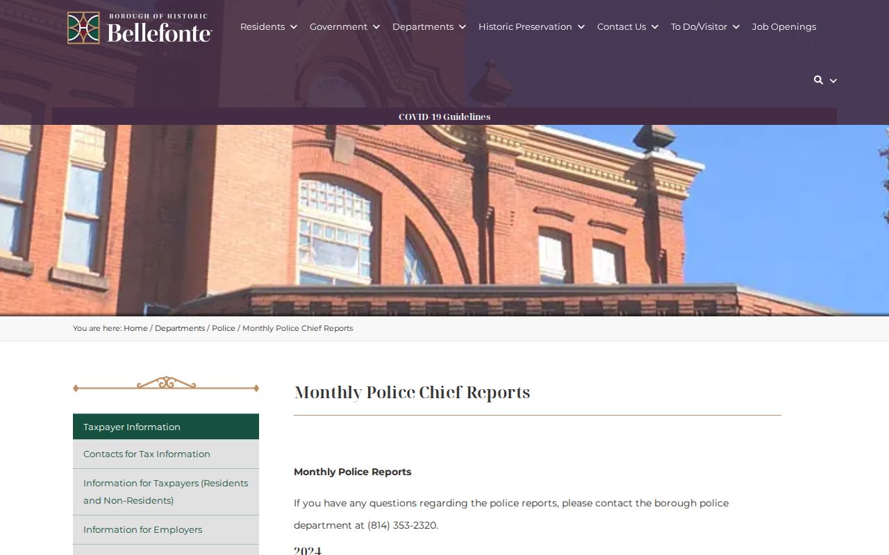 Bellefonte monthly police reports archive
