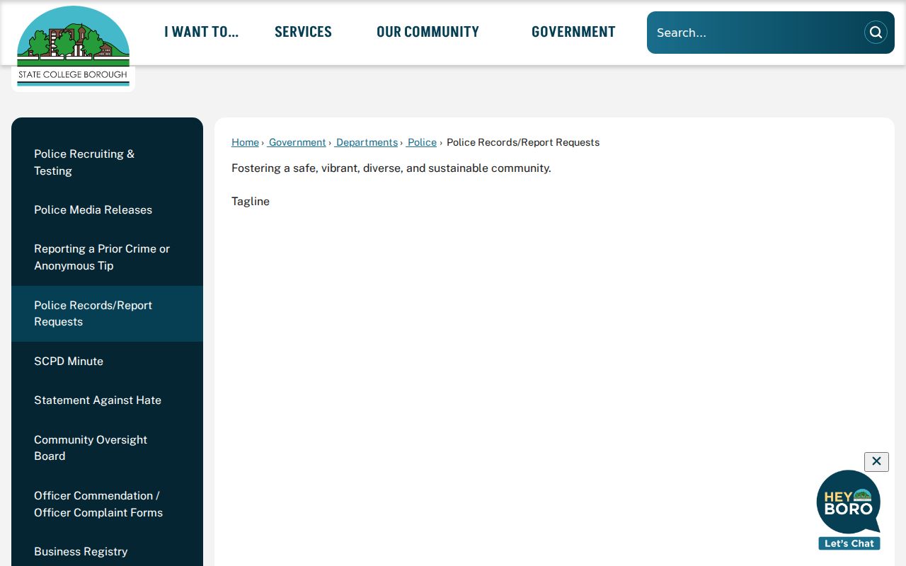 State College police records and report request instructions