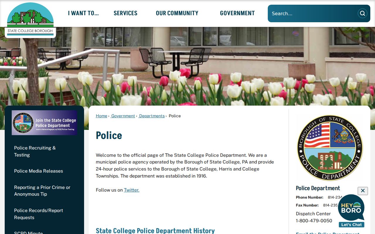 State College Police Department official webpage